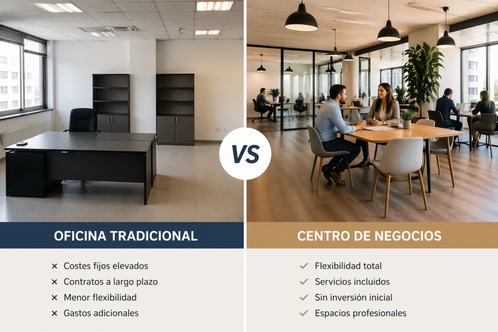 oficina tradicional vs centro de negocios alicante comparativa